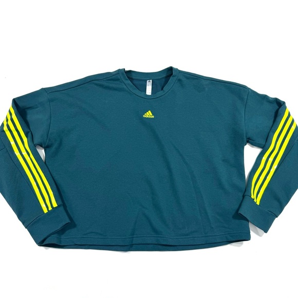 Adidas Aero ready Crop Sweatshirt Neon Stripe - Picture 2 of 8